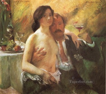  Glass Canvas - Self portrait with his Wife and a Glass of Champagne Lovis Corinth